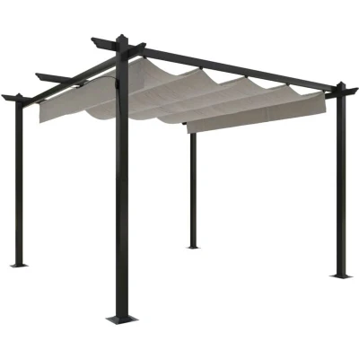 Image of vidaXL Garden Gazebo with Retractable Roof 3x3 m Cream