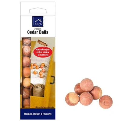Image of Knight 100% Natural Cedar Wood Clothes Repellent for Moth Pest Mildew Mustiness (Pack of 24 (Cedar Balls))