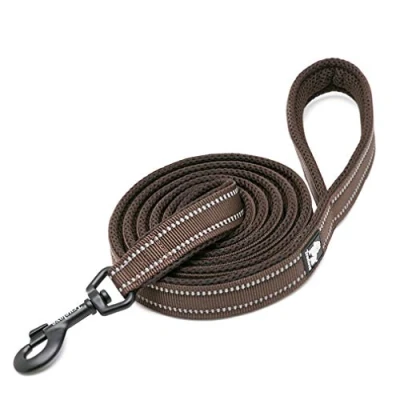 Image of WINHYEPET True Love Dog Leash Nylon Reflective Comfortable Handle Lead Puppy Training Walking Rope Easy Control Suitable Small Medium Large Breeds 110cm Length TLL2111(Brown,S)