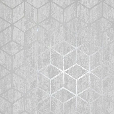 Image of Holden Decor Rochester Silver Effect Wallpaper 65200 Textured Metallic Cubes
