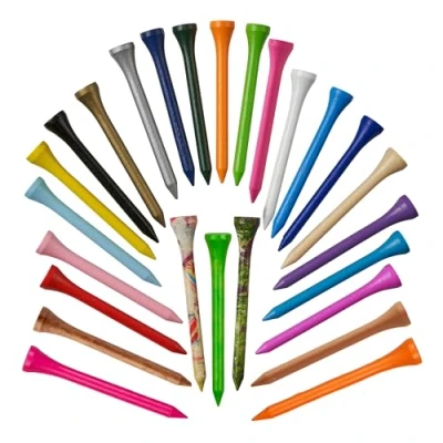 Image of TH Golf 70mm 2 3/4&quot; Mixed Colour Bamboo Tees Tee Pegs Biodegradable Pack of 100