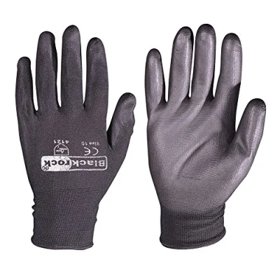 Image of 2 Pairs Of Blackrock Size 9/Large Black PU Work Safety Gloves
