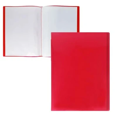 Image of RAYLU PAPER A4 Document Folder 100% Biodegradable Polypropylene 40 Clear Sleeves (A4, Pockets, Red)