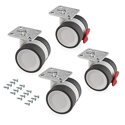 Image of Emuca Castors kit with plate mounted, Ø 50 (1,96 inch), Steel and Plastic