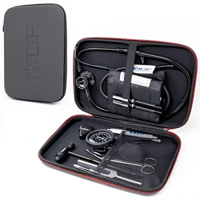 Image of MDF Stethoscope Hard Travel Carrying Case with Mesh Pocket, Large Size, Fits MD One and Acoustica Stethoscopes, Reflex Hammers, Sphygmomanometers, Penlights, Doctor &amp; Nurse Accessories (MDFSCL12)
