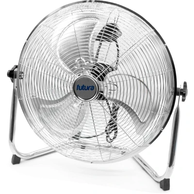 Image of Futura 20 Chrome High Velocity Floor Fan, Heavy Duty Metal Industrial Cooling Fan with 3 Speeds &amp; Adjustable Tilt Head, Powerful Air Circulator for Gym, Warehouse, Home or Office