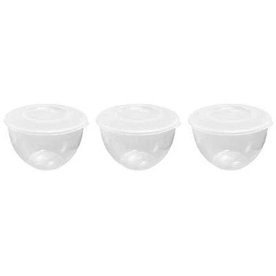 Image of 3 Plastic Lidded Pudding Basins 1.3L
