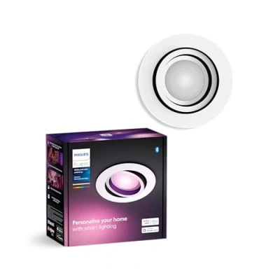 Image of Philips Hue White &amp; Color Ambiance Centura Round downlights 1 Pack, dimmable Ceiling Lights for Lighting System with 16 Million Colours, Intelligent Light Control via Voice and app, White.