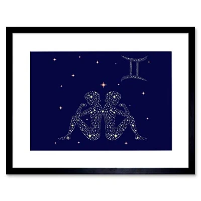 Image of Wee Blue Coo Painting Illustration Zodiac Star Sign Gemini Twins Framed Wall Art Print