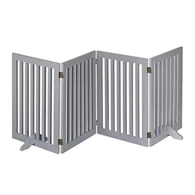 Image of Relaxdays Safety Gate for Children &amp; Pets, Retractable, with Feet and Floor Protectors, Free Standing, 70 x 207 cm, Grey