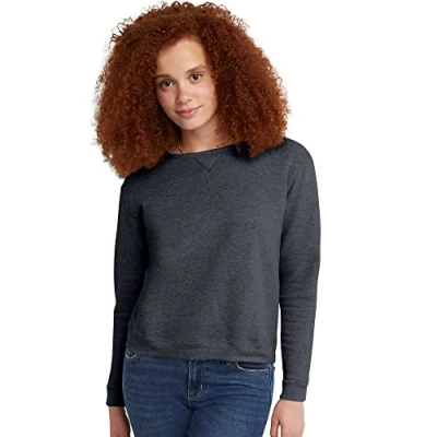 Image of Hanes Women&#039;s Crewneck Sweatshirt, EcoSmart Fleece Pullover Sweatshirt for Women, Slate Heather, S