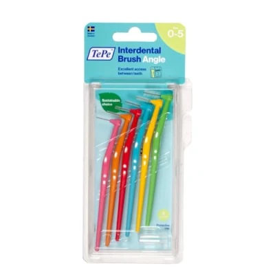 Image of TePe Angle Interdental brushes Mixed Pack / Samples of Every Size Easy and simple interspace cleaning with long handle angled neck 2 x 6