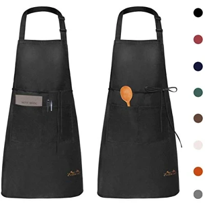 Image of Viedouce 2 Packs Apron Cooking Kitchen Waterproof,Adjustable Chef with Pockets for Home,Restaurant,Craft,Garden,BBQ,School,Coffee House,Apron Men Women