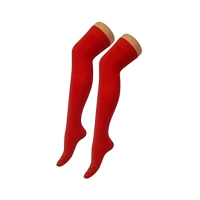 Image of Crazy Chick® New Girls Over The Knee Plain Microfiber Socks Assorted Colours Thigh High UK Size 4 6 (Red)