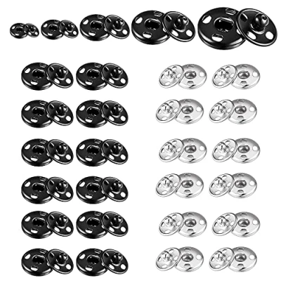 Image of Hash 24 Sets Metal Snap Button Clasps Fastener Press Stud Sew on Snaps Fasteners Black Silver Studs for Purse Handbag Clothes Sewing Craft DIY Supplies (7 mm, 9mm, 12mm 14mm,15mm) (12mm)