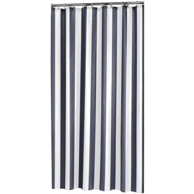 Image of Sealskin Linje Shower Curtain, Polyester, Blue, 180 x 200 cm