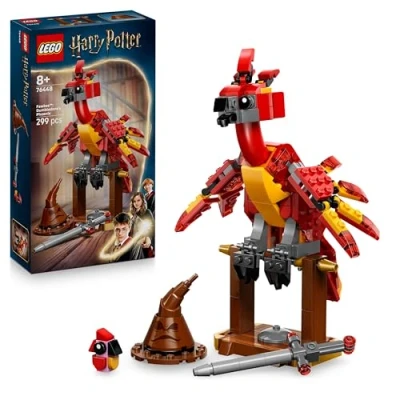 Image of LEGO Harry Potter Fawkes: Dumbledore’s Phoenix Toy Play &amp; Display Bird Figure Incl. Sorting Hat Sword of Gryffindor Birthday Gift for 8+ Year Old Girls Boys 76448