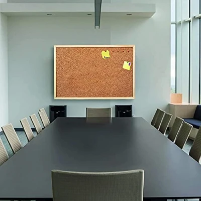 Image of indigo Premium Cork Board 40 x 30cm Wooden Frame Pin Notice for Home, Office, School