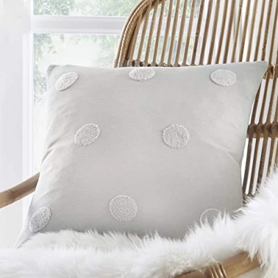 Image of Appletree Boutique Zara Tufted Spots Filled Cushion 43 x 43cm in Silver with Dots