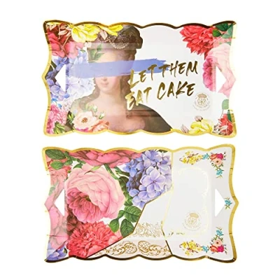 Image of Talking Tables Truly Scrumptious Floral Paper Serving Platters, Pack of 4 Disposable Food Trays for Afternoon Tea Party, Birthday, Mother&#039;s Day, Bridgerton Theme, 17.5 centimeters