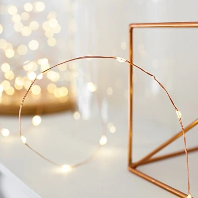 Image of Lights4fun Indoor Fairy String Lights with 50 Warm White Micro LEDs on Copper Wire Battery Operated 4.95m