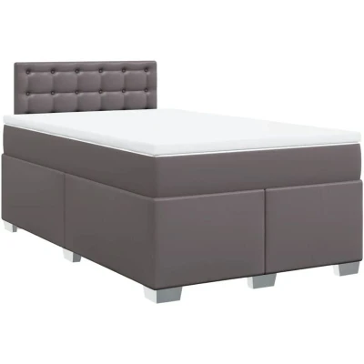 Image of vidaXL Box Spring Bed with Mattress Grey 120x190 cm Faux Leather