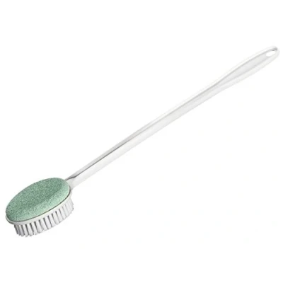 Image of Helping Hand Company Long Handled Foot Scrub Brush with Pumice Stone. Bath and Shower Scrubber. Hard Skin Scrubber Exfoliating 21&quot; / 53cm Bendable Sponge for Disabled