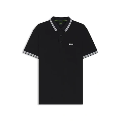 Image of BOSS Mens Paddy Contrast Logo Polo Shirt in Cotton piqué