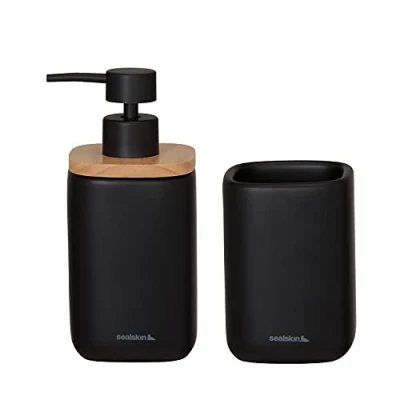 Image of Sealskin Mind Bathroom set Soap dispenser 200 ml Toothbrush tumbler Black
