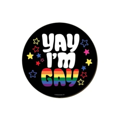 Image of Grindstore Yay I&#039;m Gay Coaster Black 9.2x9.2Centimeters