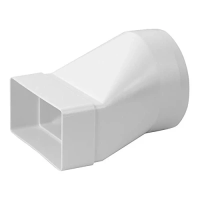 Image of Steinberg14 White 110x55mm Ø 100mm Flat Channel to Round Pipe Ducting Adaptor Plastic Connector, Adapter, Reducer 4.3 x 2.1 inch 4