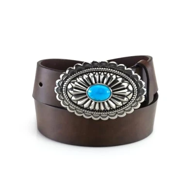Image of Ariat Women&#039;s Distinctive Oval with Turquoise Belt,Brown,XL