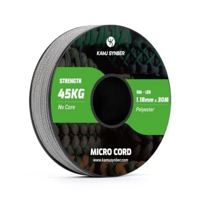Image of Kamu Synber Micro Cord 1.18mm Paracord Braided Rope 30m Spool for Bracelet, Crafting, Jewelry Making, Key Chains Support 45kg Grey