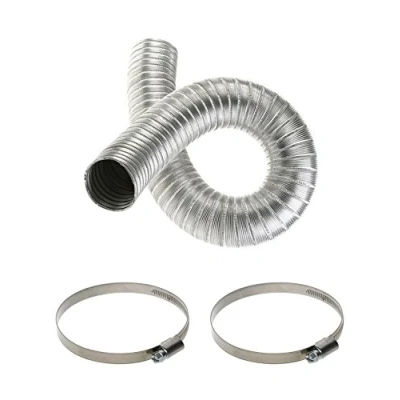 Image of Ducting Aluminium Hose with Two Clips Flexible Duct Pipe 2 Clamps Extractor Fan Tube Bands (135mm)