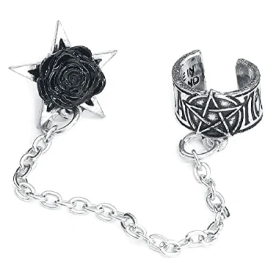 Image of Alchemy Gothic Rosa Nocta Earcuff Women Ear Clip Silver Coloured, Pewter,