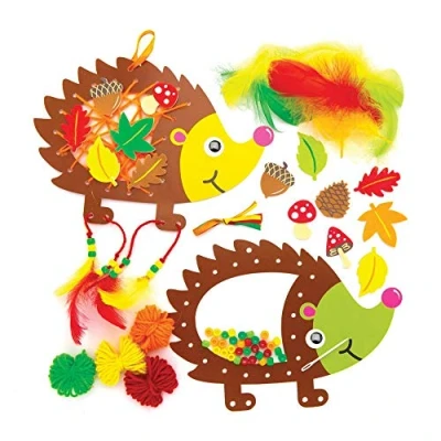 Image of Baker Ross AW936 Animal Hedgehog Dreamcatcher Kits, Arts and Crafts for Kids (Pack of 4), Assorted