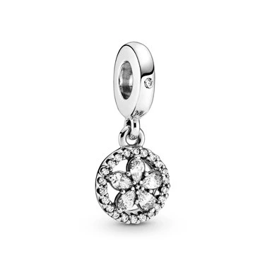 Image of Pandora Sparkling Flower Circle Dangle Charm 799222C01