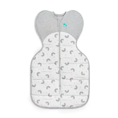 Image of Love To Dream Swaddle Up, Small 3.5 6 kg, White Rainbow, Snug Fit Supports Good Sleep, 2.5 TOG Suitable for Cooler (16 20C) Temperature, Machine Washable &amp; Double Zip Easy Nappy Change
