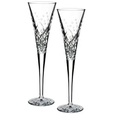 Image of Waterford 1058175 Wishes Happy Celebrations Toasting Flute Pair, Crystal, Clear