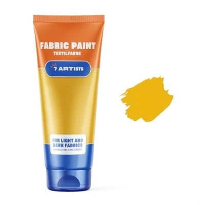 Image of 7 Artists Acrylic Yellow Fabric Paint 60 ml Permanent for Clothes Non Toxic Silk Children &amp; Textile Paints Easy Washed Hands