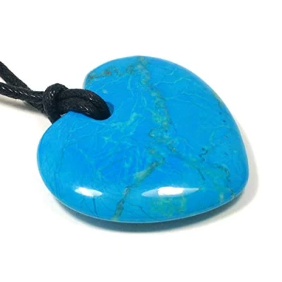 Image of CrystalAge Turquoise Howlite Heart Necklace &#039;Protection&#039;