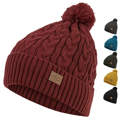 Image of Highlander BEIRA LINED BOBBLE HAT (Dark Red)