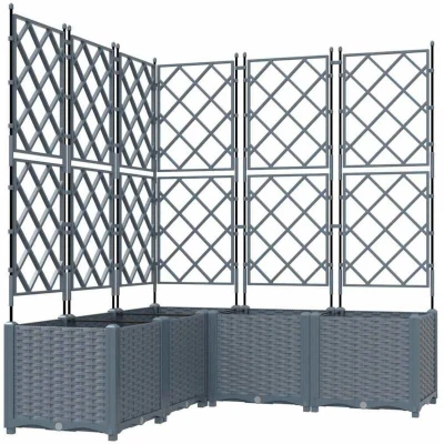 Image of vidaXL Garden Planter with Trellis 5 pcs Light Grey 120x120x143 cm