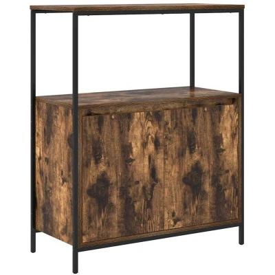 Image of vidaXL Bathroom Cabinet with Shelves Smoked Oak 76.5x35x95 cm