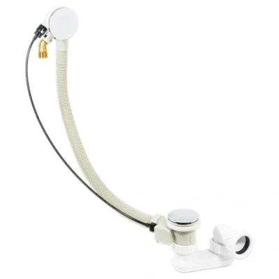 Image of SPARES2GO Bath Filler Pop Up Waste Plug and Trap Overflow Spout Kit (Chrome Silver)