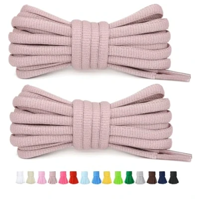 Image of Stepace 1/4&quot; Oval Athletic Shoelaces [2 Pairs] 39&quot; 63&quot; in 12 Colors Half Round Shoe Laces for Sneakers Naked Pink 140