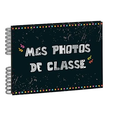 Image of Exacompta Ref. 16010E 1 spiral photo album 50 black pages for class photos Format 32x22 cm glossy lamination cover 150 photos, Motif Imprimé