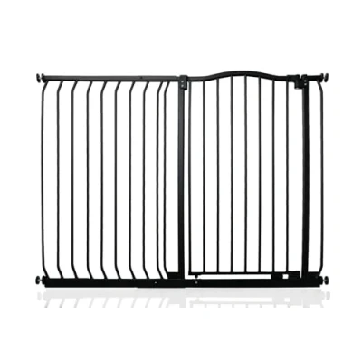 Image of Safetots Extra Tall Curved Top Safety Gate, 125cm 134cm, Matt Black, 100cm in Height, Pressure Fit Stair Baby Gate for Doors Hallways and Spaces, Barrier, Easy Installation