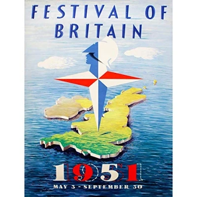 Image of Wee Blue Coo Advert Exhibition Festival Britain Map Island 1951 Compass UK Art Print Poster Wall Decor 12X16 Inch