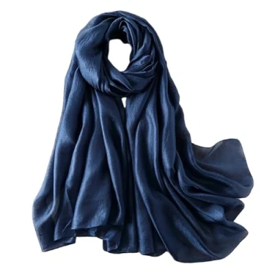 Image of Lina &amp; Lily Shimmer Sheen Scarf Shawl Wrap for Wedding Evening Dress Sheer Lightweight (Indigo Blue)